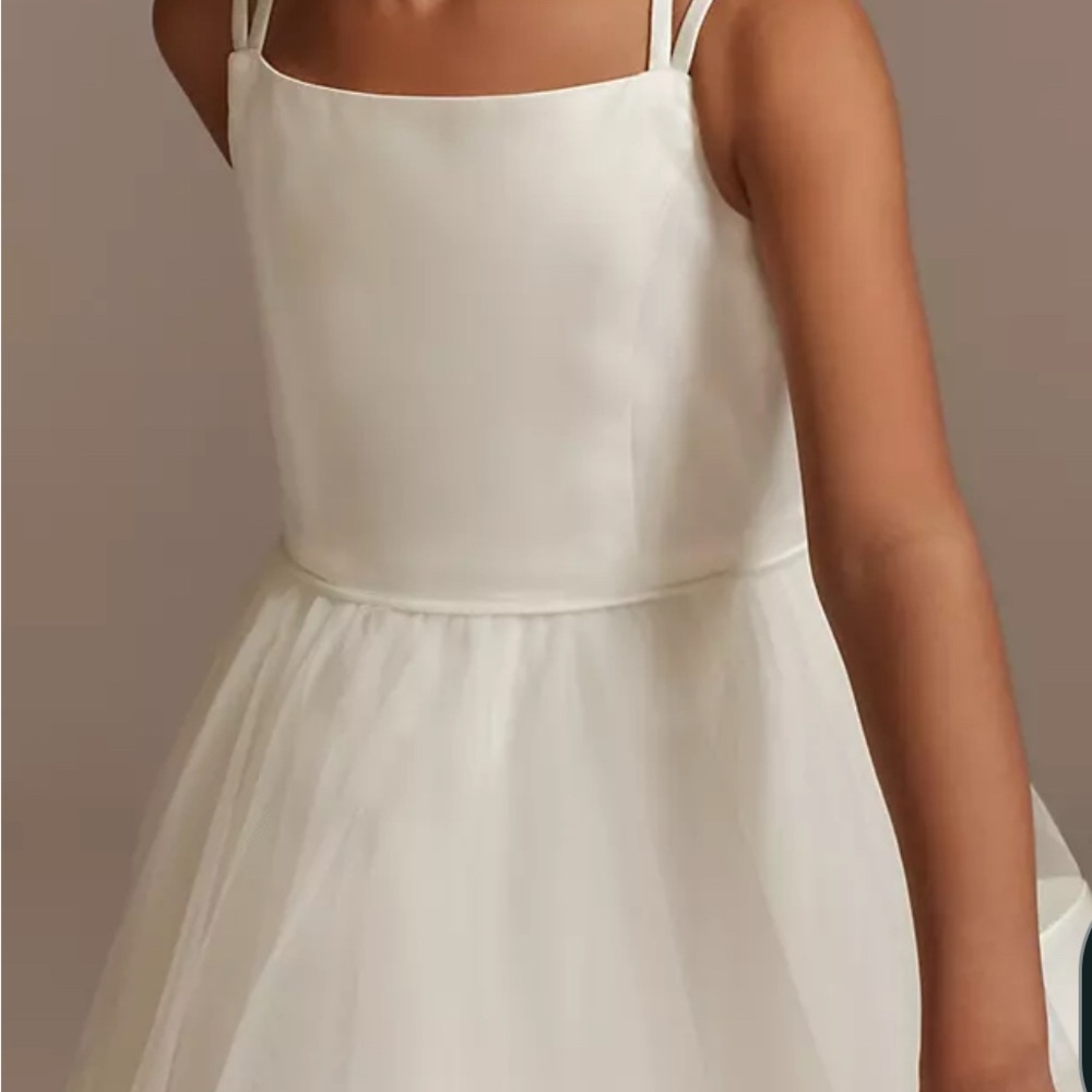 David's Bridal White Flower Girl Dress
